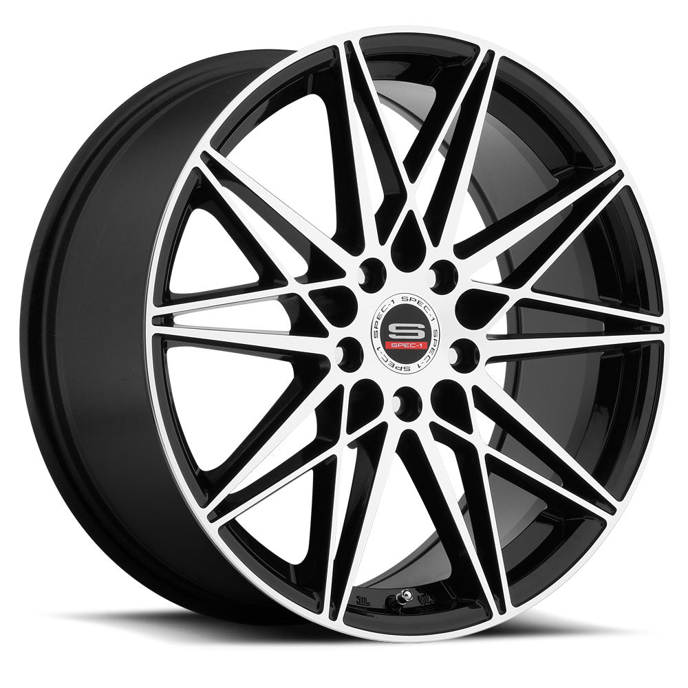 18x8 Spec-1 SP-9 Gloss Black & Machined Wheel 5x112 (35mm)