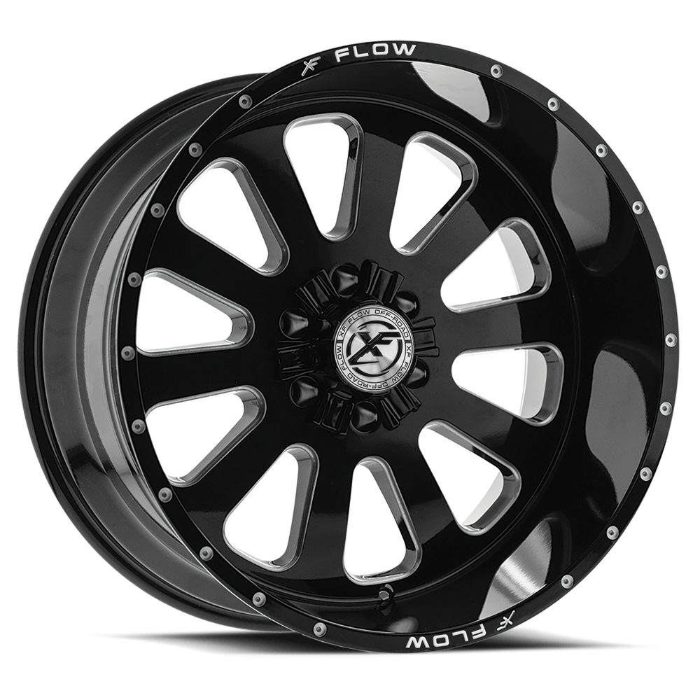 24x14 XFX Flow XFX-302 Gloss Black & Milled Wheel 6x135/6x5.5 (-76mm)