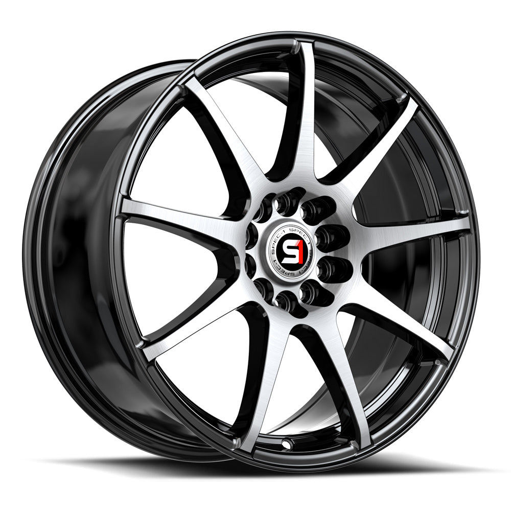 17x7 Spec-1 SP-67 Gloss Black & Machined Wheel 5x4.25/5x4.5 (42mm)