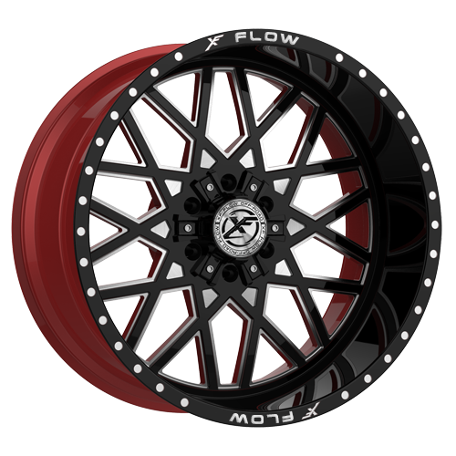 26x12 XFX Flow XFX-307 Gloss Black Milled W/Red Inner Wheel 5x5/5x5.5 (-44mm)