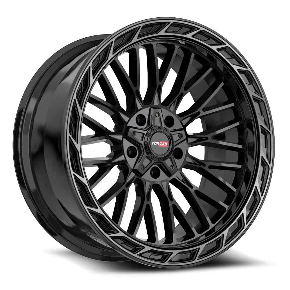 Vortek VRP-502 FORZA 22x10 5x127 5x139.7 -18 Cb 78.1 Gloss Black Center & Diamond Cut Ring With Dark Tint
