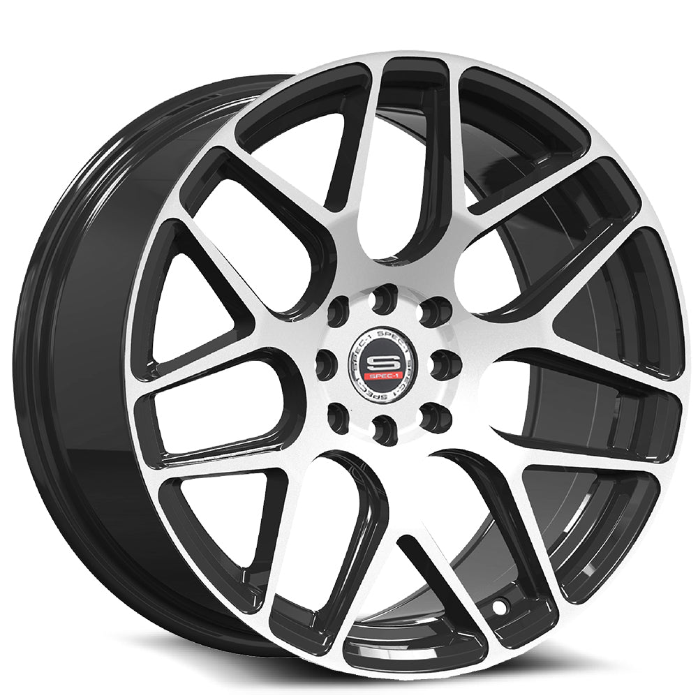 17x8.5 Spec-1 SP-47 Gloss Black & Machined Wheel 4x100/4x4.5 (30mm)