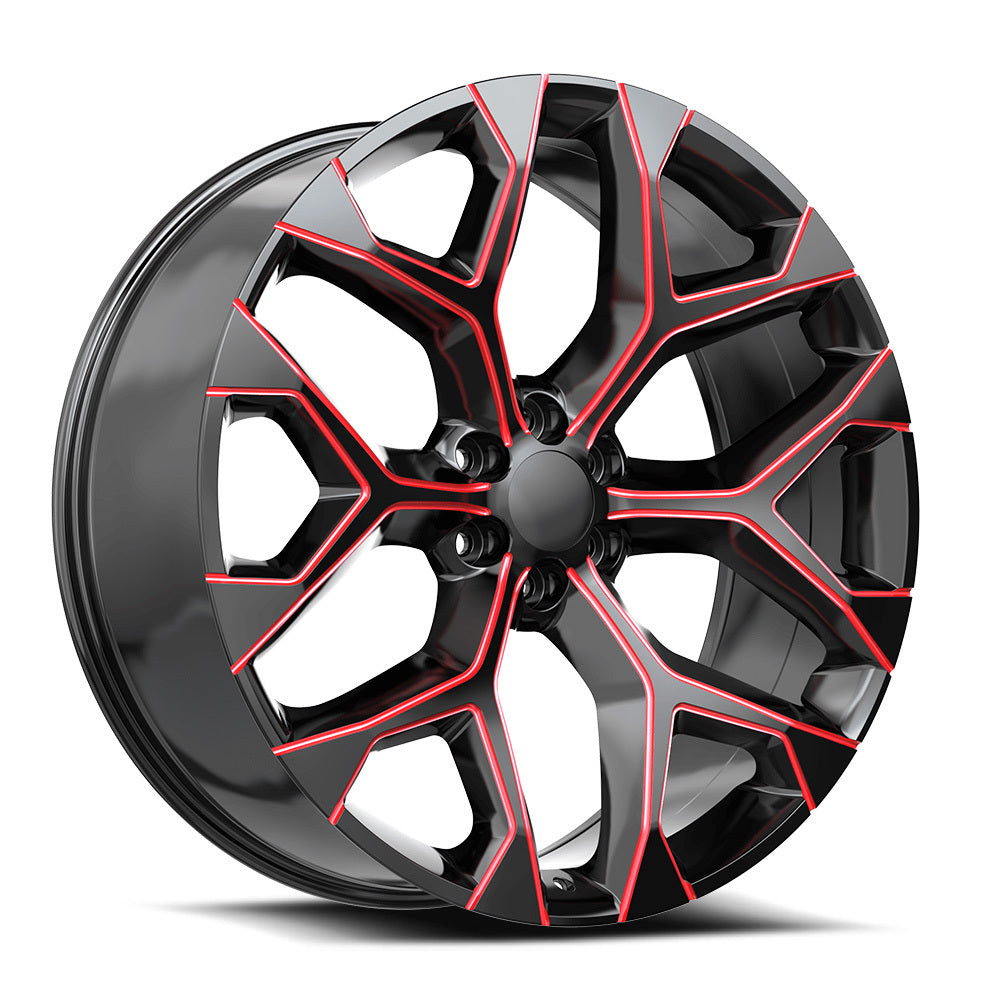 20x9 O.E. Revolution G-09 Gloss Black & Red Milled Wheel 6x5.5 (24mm)