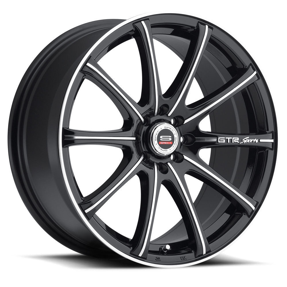 17x7.5 Spec-1 SP-19 Gloss Black & Machined Wheel 5x4.5 (42mm)
