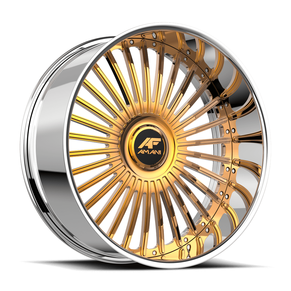 Amani Forged R.E.A.L. 24x9 5x Blank +1 Cb 73.1 14K Gold Plated Large XL Cap Flat