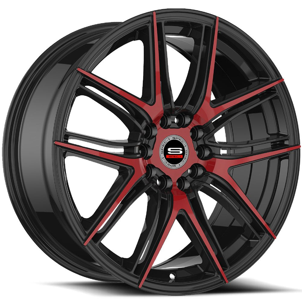 17x7.5 Spec-1 SP-56 Gloss Black & Red Machined Wheel 5x112/5x4.5 (42mm)