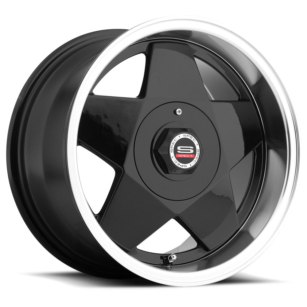 15x8 Spec-1 SPT-7 Gloss Black Machined Red Line Wheel 4x108/4x110 (20mm)