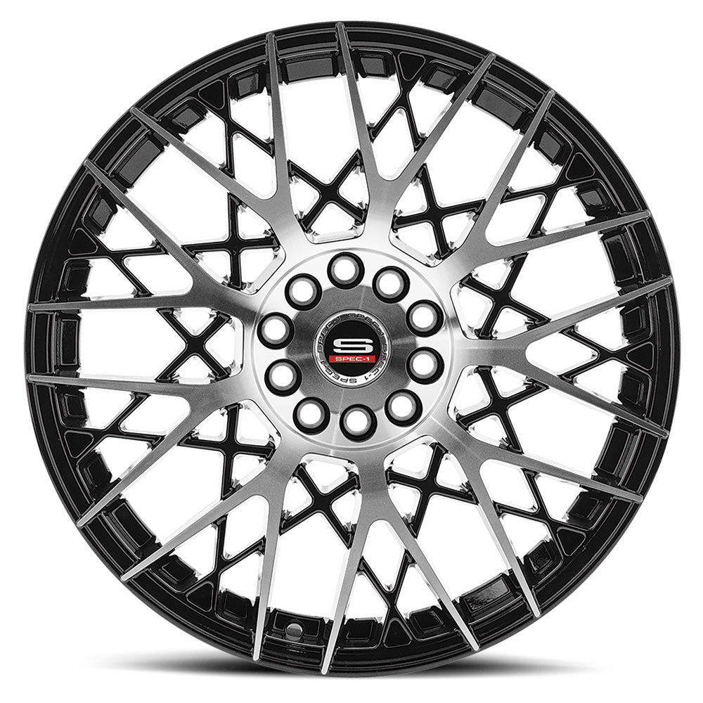 20x8.5 Spec-1 SP-53 Gloss Black & Machined Wheel 5x4.5/5x120 (38mm)