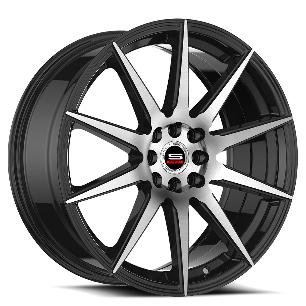 18x8 Spec-1 SP-51 Gloss Black & Machined Wheel 5x100/5x4.5 (38mm)