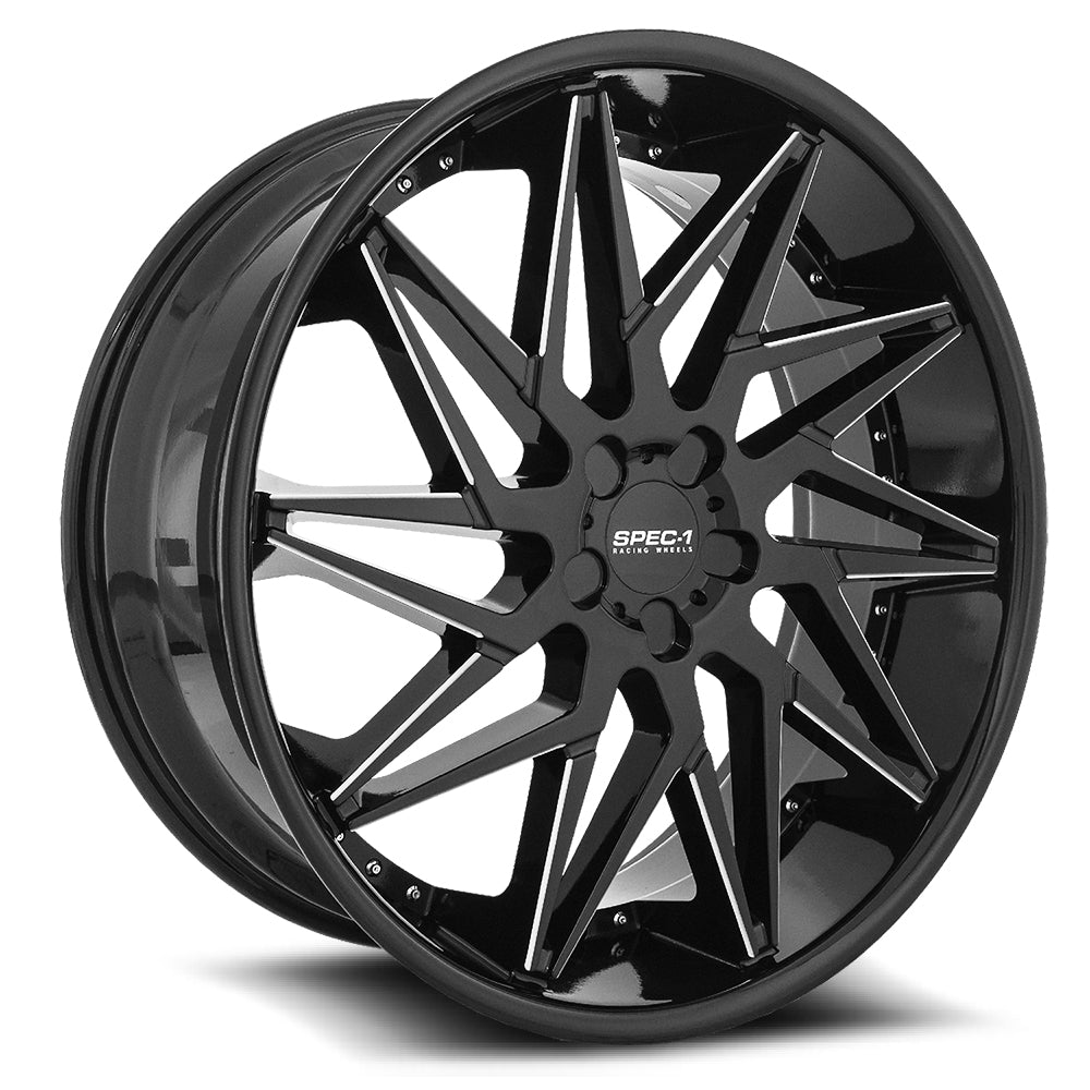 24x9 Spec-1 SPL-003 Gloss Black & Milled Wheel 5x120 (15mm)