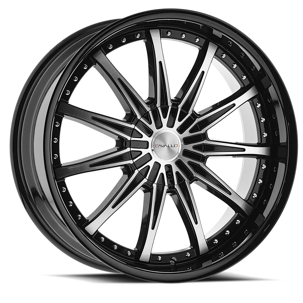 18x8 Cavallo CLV-35 Gloss Black Machined Wheel 5x112/5x4.5 (35mm)