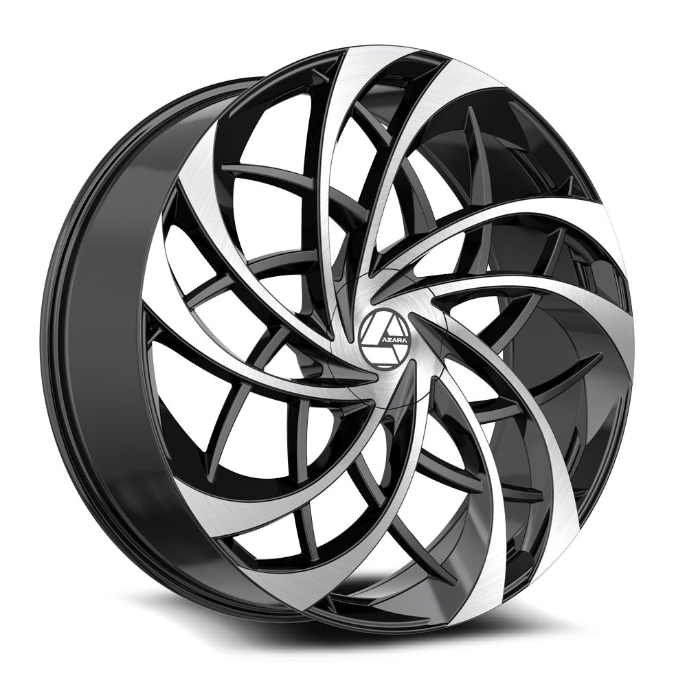 28x9.5 Azara AZA-540 Gloss Black & Machined Wheel Blank (15mm)