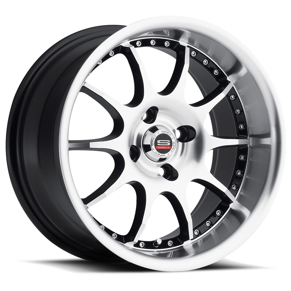 15x8 Spec-1 SPT-3 Gloss Black & Machined Wheel 4x100 (20mm)