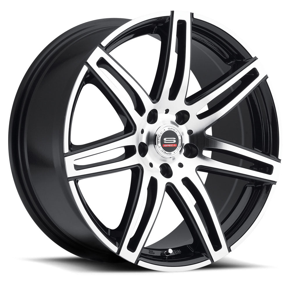 18x8 Spec-1 SP-24 Gloss Black & Machined Wheel 5x4.5 (38mm)