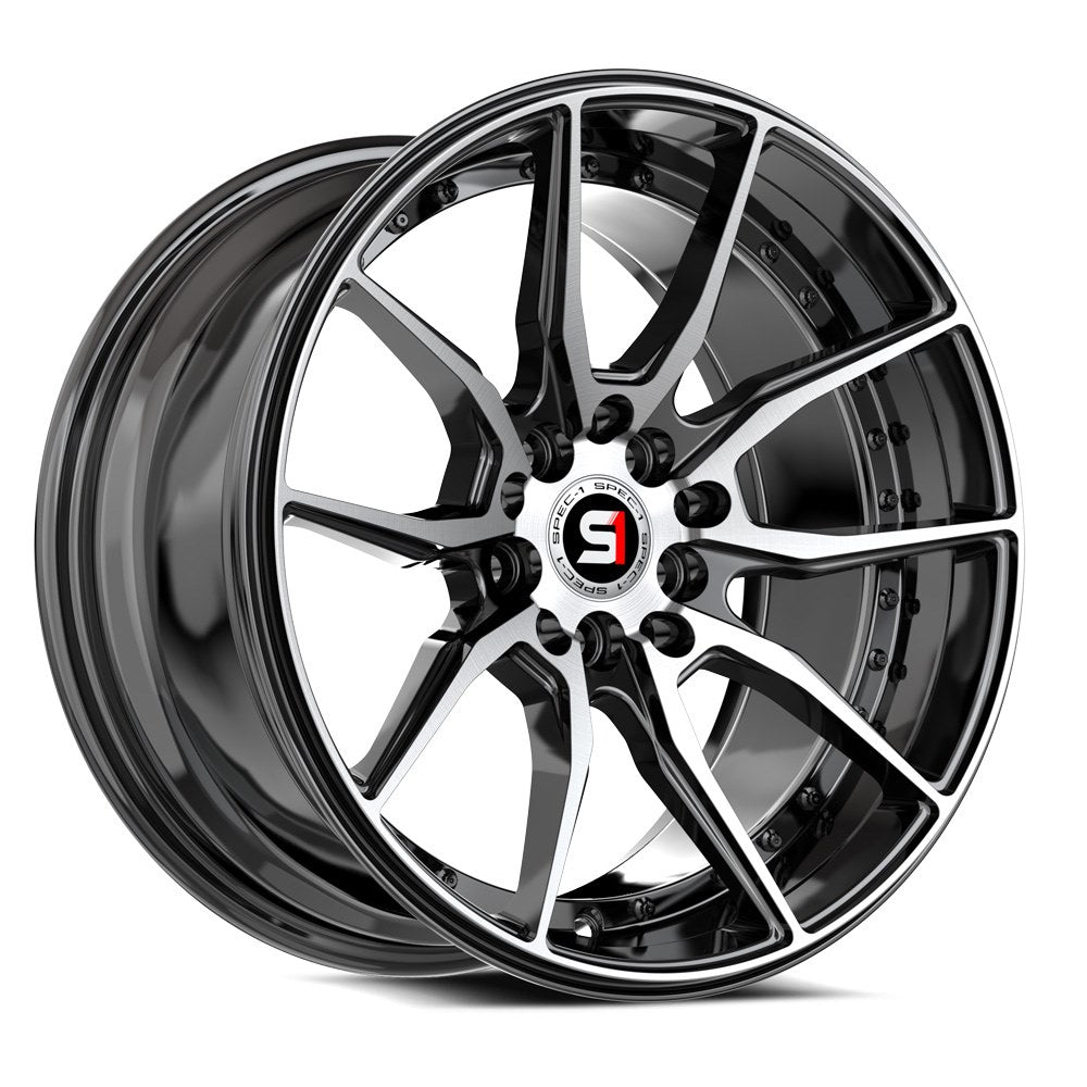 Spec-1 SP-77 16x8.0 5x100 5x114.3 +20 Cb73.1 Gloss Black & Machined