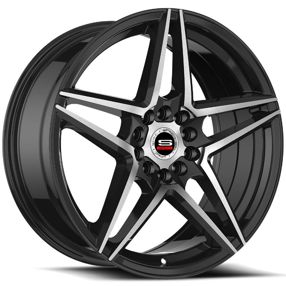 20x8.5 Spec-1 SP-54 Gloss Black & Machined Wheel 5x4.5/5x120 (38mm)