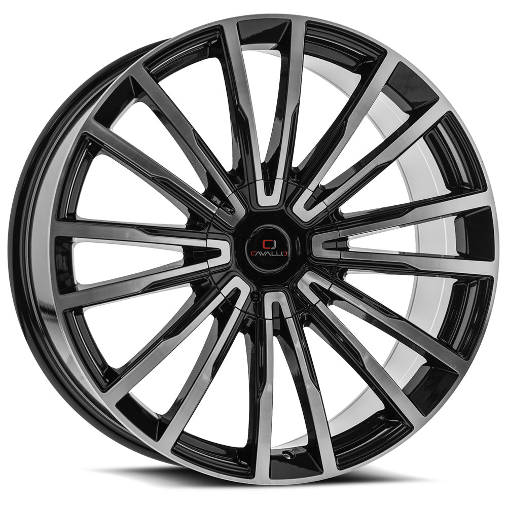 22x8.5 Cavallo CLV-47 Gloss Black & Machined Wheel 5x4.5/5x120 (38mm)