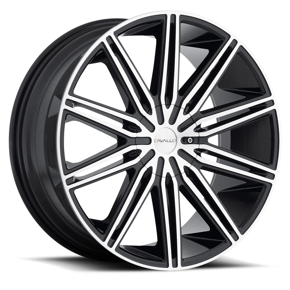22x9.5 Cavallo CLV-10 Gloss Black & Machined Wheel Blank (15mm)