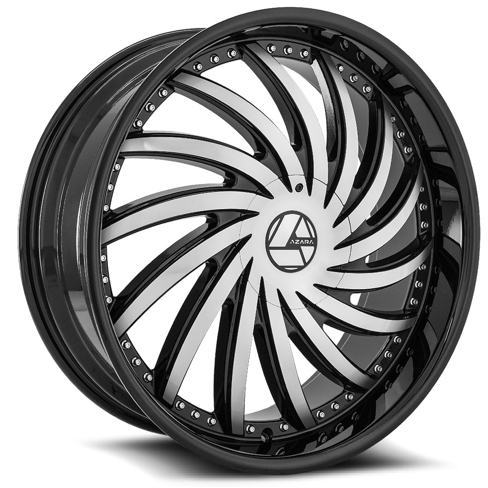 22x8.5 Azara AZA-508 Gloss Black & Machined Wheel 5x112/5x4.5 (38mm)