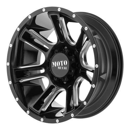 24x12 Moto Metal MO982 Amp Black and Milled Wheel 8x6.5 (-44mm)