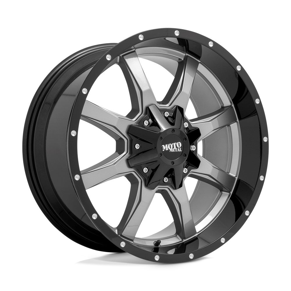 17x8 Moto Metal MO970 Gloss Gray Center Gloss Blk Lip Wheel 6x120/6x5.5 (0mm)