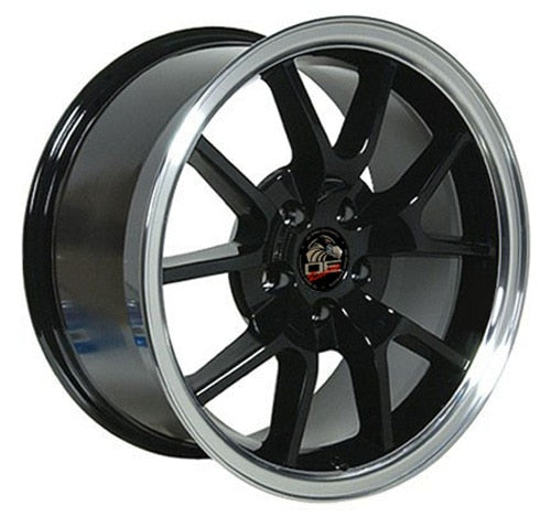 18x9 OE Wheels FR05B Black with Machined Lip Wheel 5x4.5 (24mm)