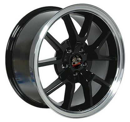 18x9 OE Wheels FR05B Black with Machined Lip Wheel 5x4.5 (24mm)