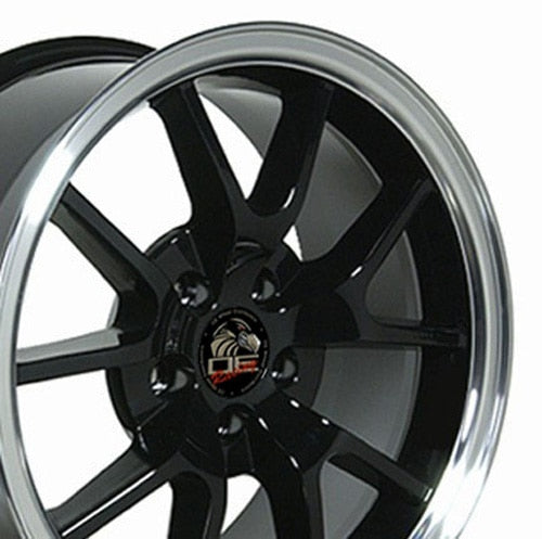 18x9 OE Wheels FR05B Black with Machined Lip Wheel 5x4.5 (24mm)