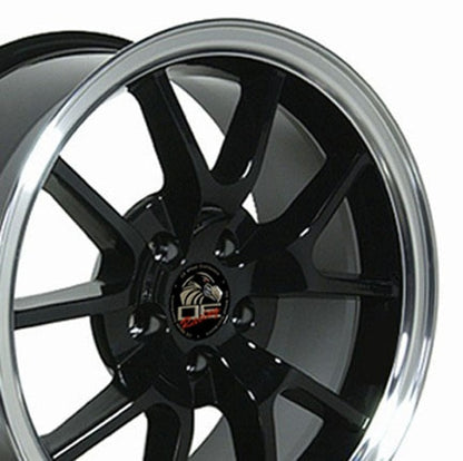 18x9 OE Wheels FR05B Black with Machined Lip Wheel 5x4.5 (24mm)