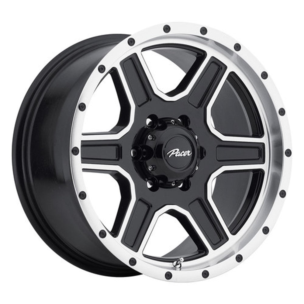 16x8 Pacer 165MB Navigator Gloss Black W/Diamond Cut Wheel 5x5 (10mm)