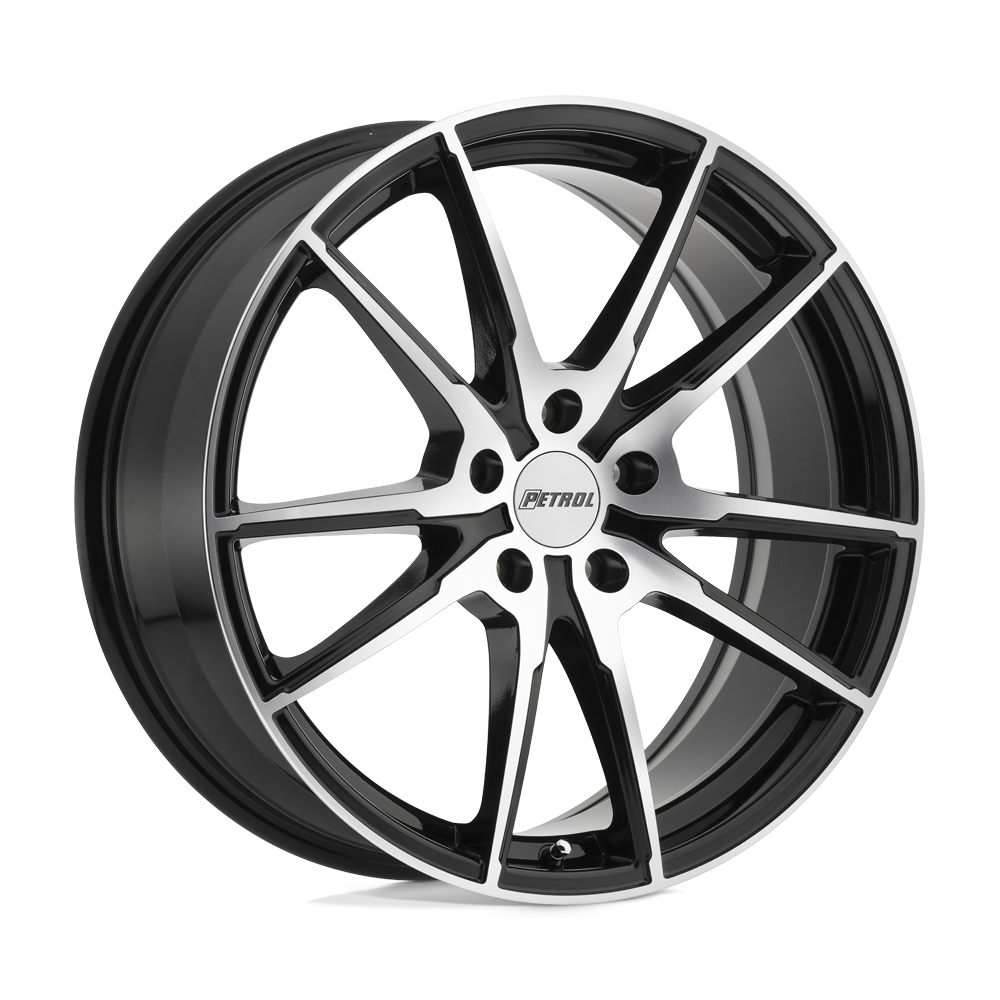 19x8 Petrol P0A GLOSS BLACK W/ MACHINED CUT FACE Wheel 5x108 (40mm)