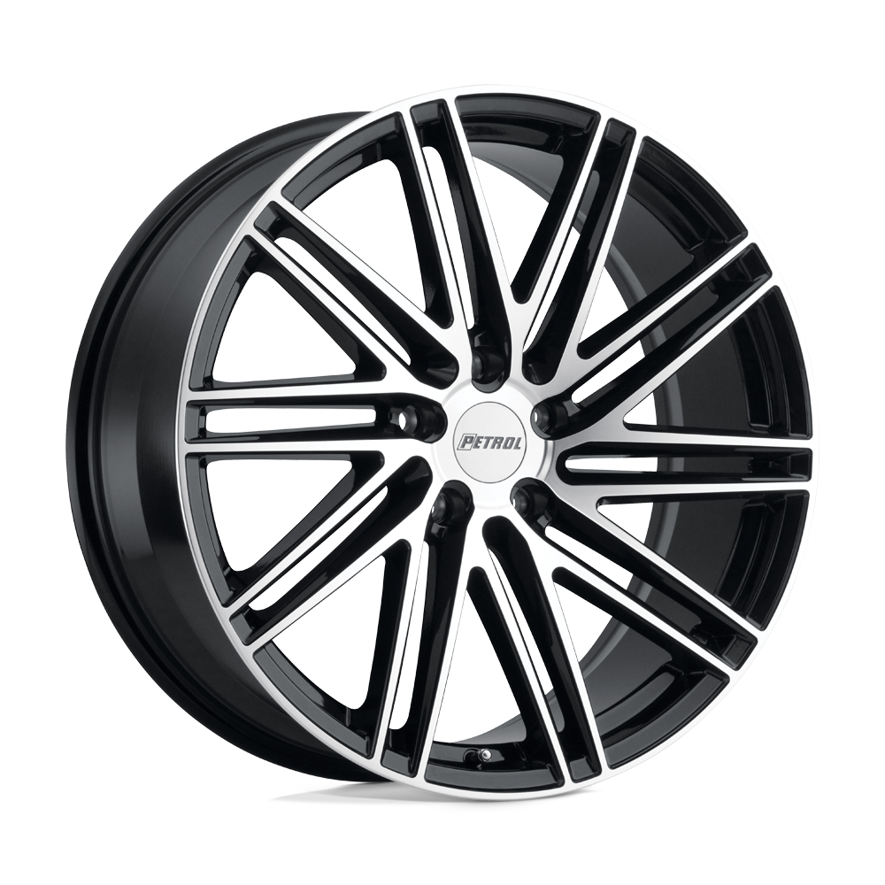 18x8 Petrol P1C GLOSS BLACK W/ MACHINED FACE Wheel 5x108 (40mm)