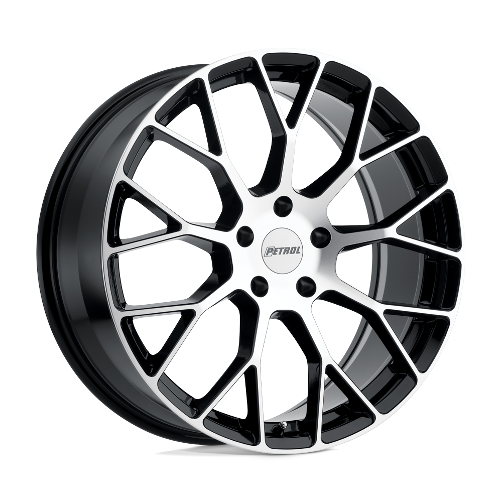 18x8 Petrol P2B GLOSS BLACK W/ MACHINED FACE Wheel 5x112 (40mm)
