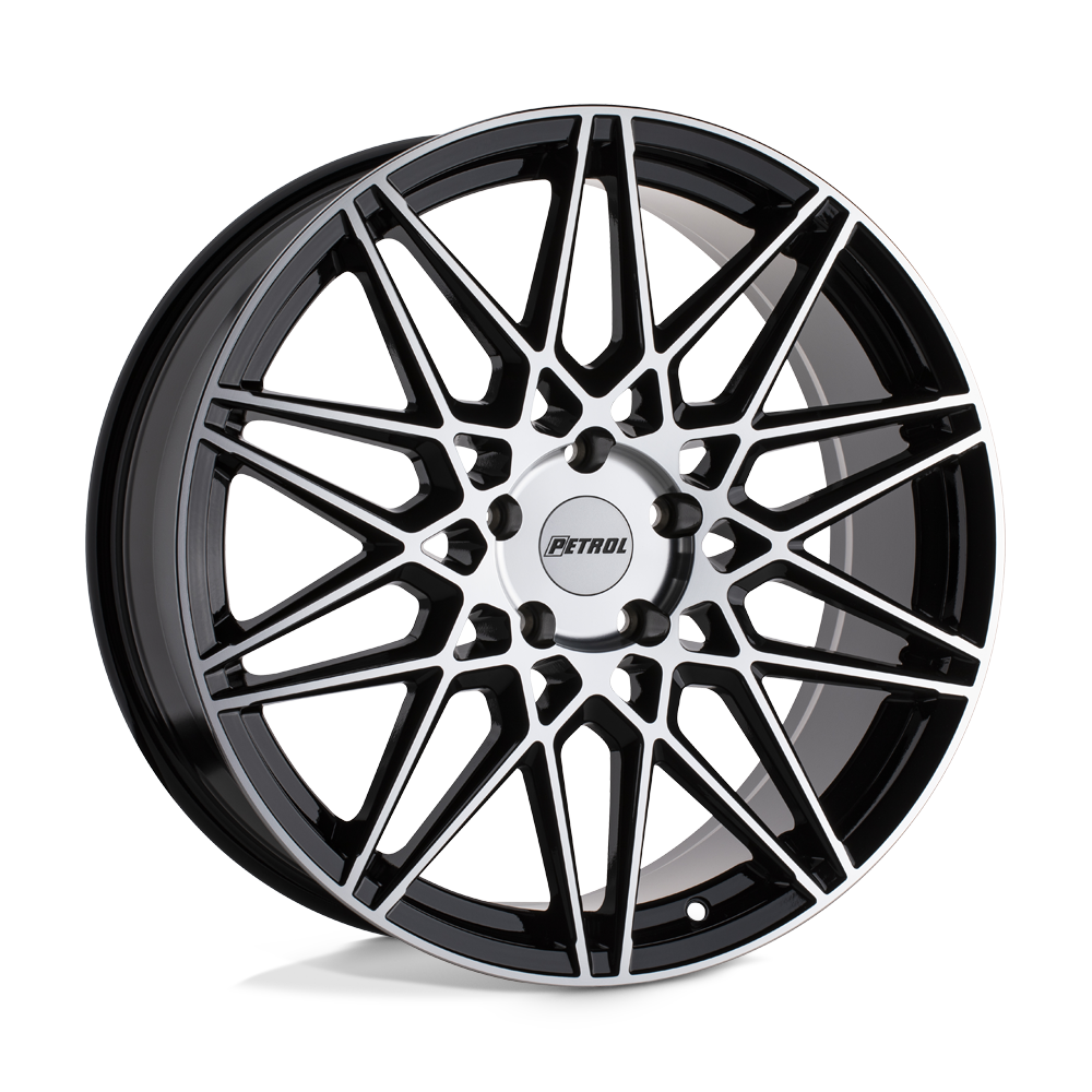 20x8.5 Petrol P3C GLOSS BLACK W/ MACHINED FACE Wheel 5x120 (35mm)