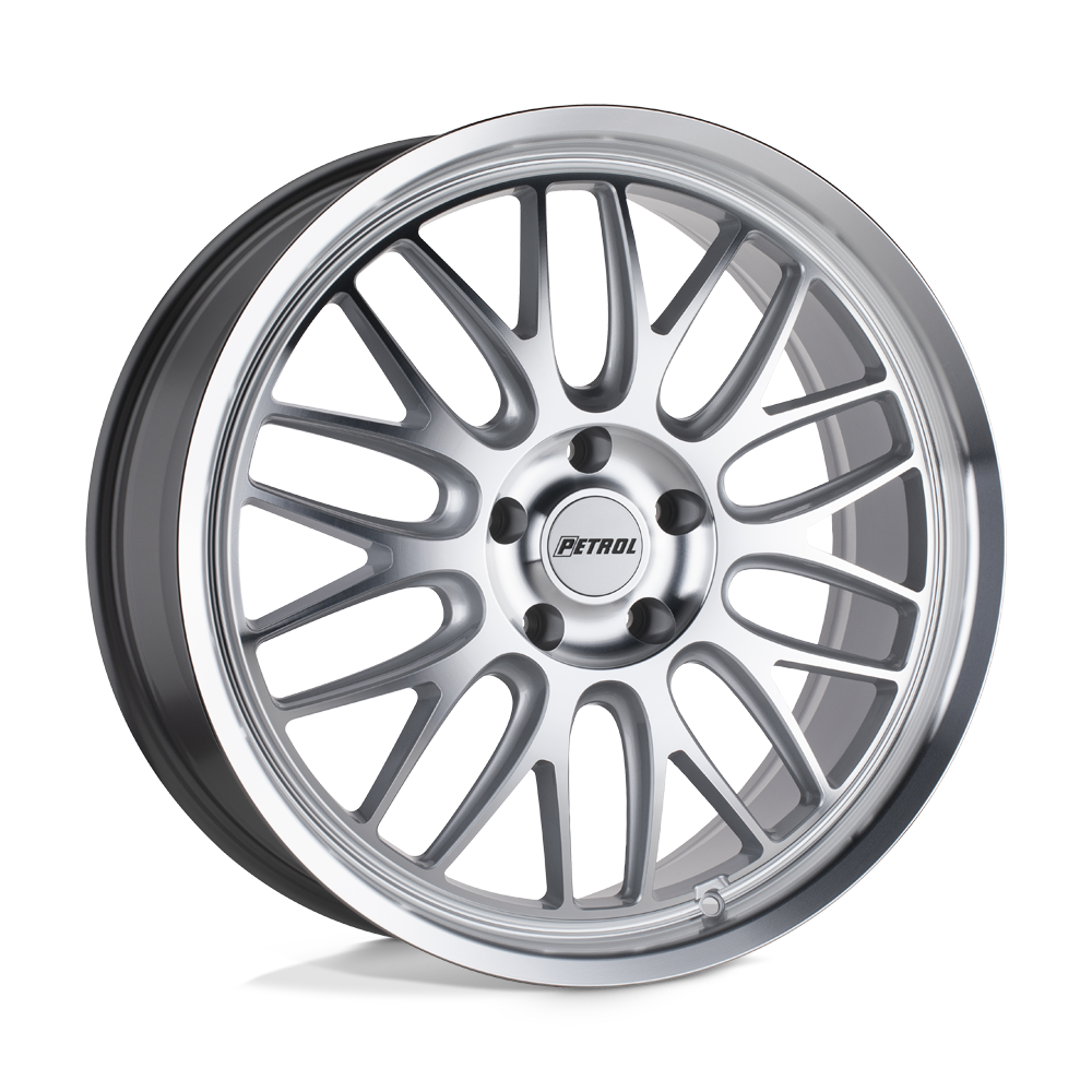 17x8 Petrol P4C SILVER W/ MACHINED FACE & LIP Wheel 5x115 (40mm)