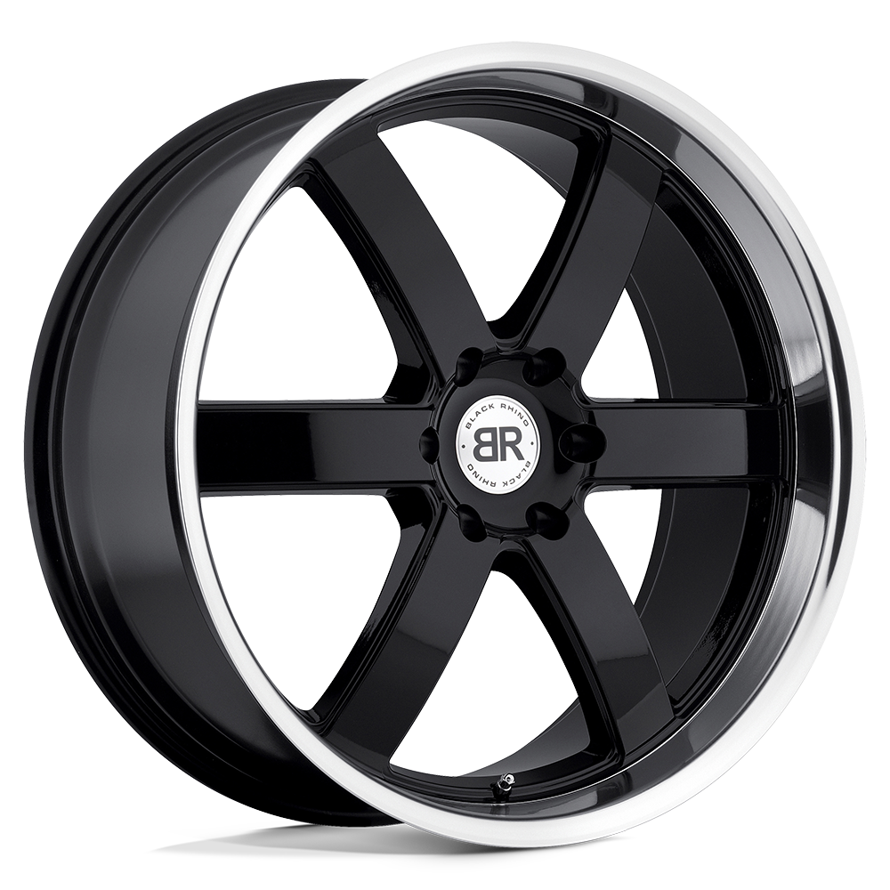 20x8.5 Black Rhino PONDORA GLOSS BLACK W/ MACHINE RING Wheel 6x5.5 (30mm)