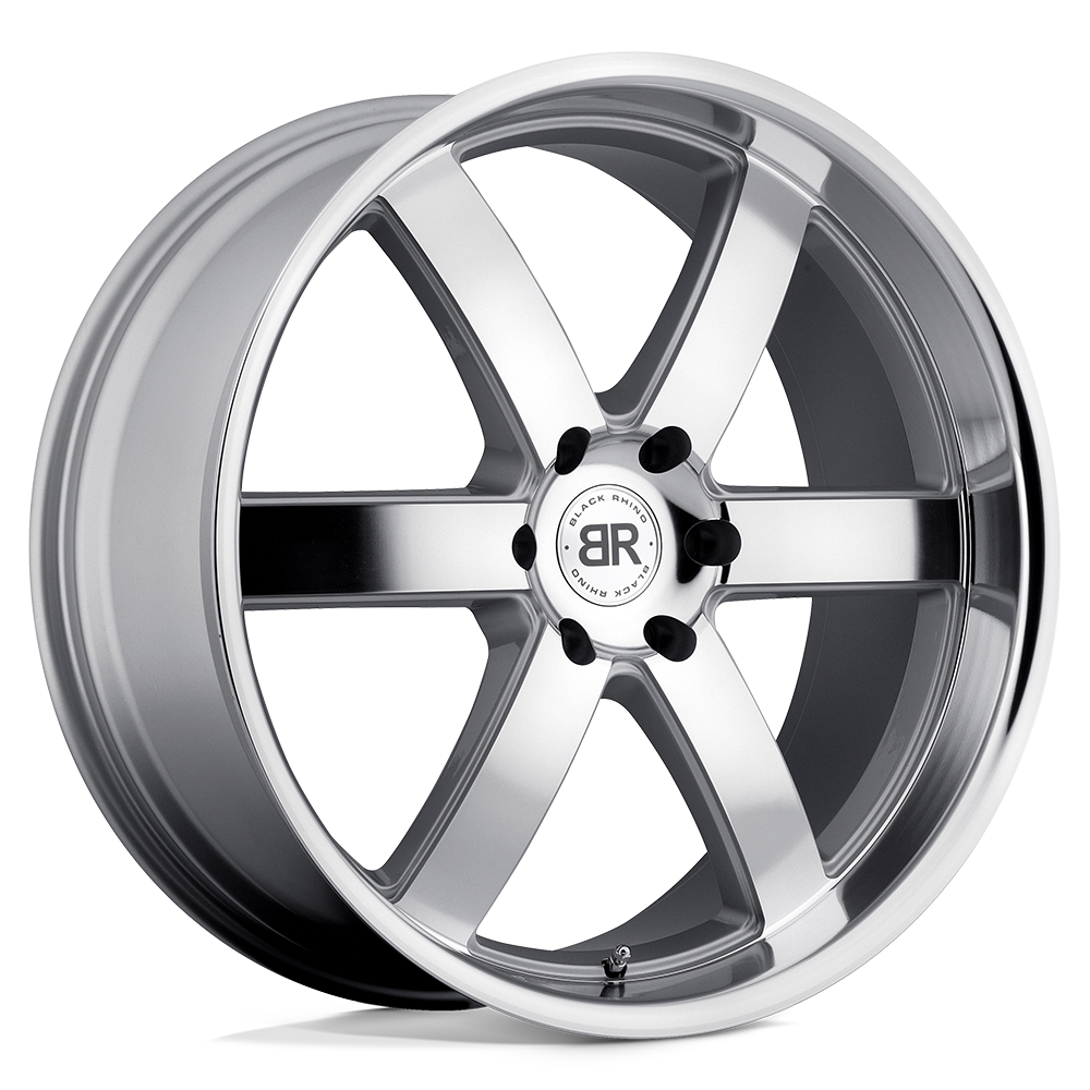 24x10 Black Rhino PONDORA SILVER W/ MACHINE FACE & LIP Wheel 6x5.5 (25mm)
