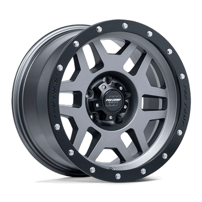 17x9 Pro Comp PA41 Phaser Matte Graphite With Black Lip Wheel 6x5.5 (-6mm)