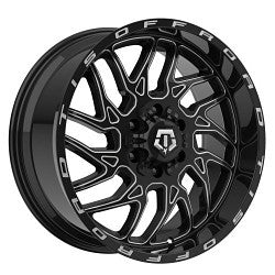 24x12 TIS 544BM Gloss Black w/Milled Accents Wheel 8x6.5 (-44mm)