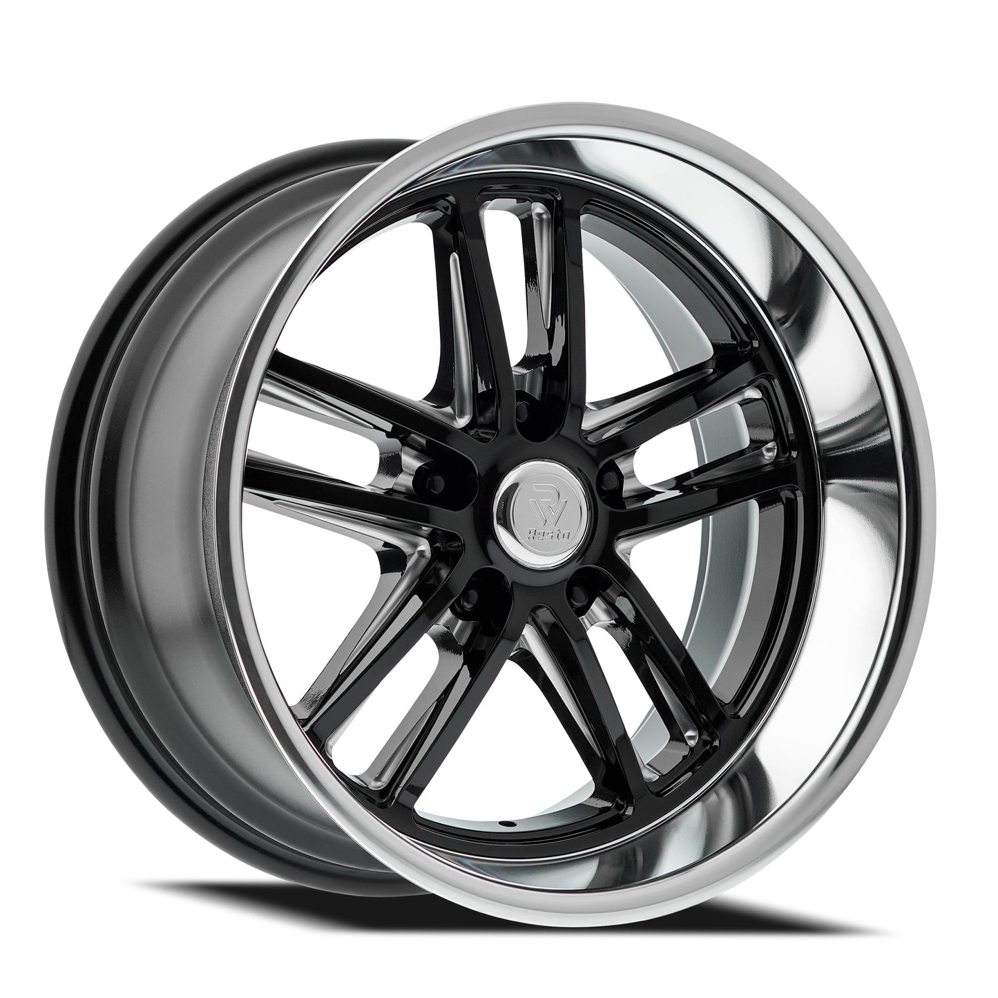 20x8 Resto R103 Maverick Gloss Black Milled Diamond Cut Lip Wheel 5x4.75 (1mm)