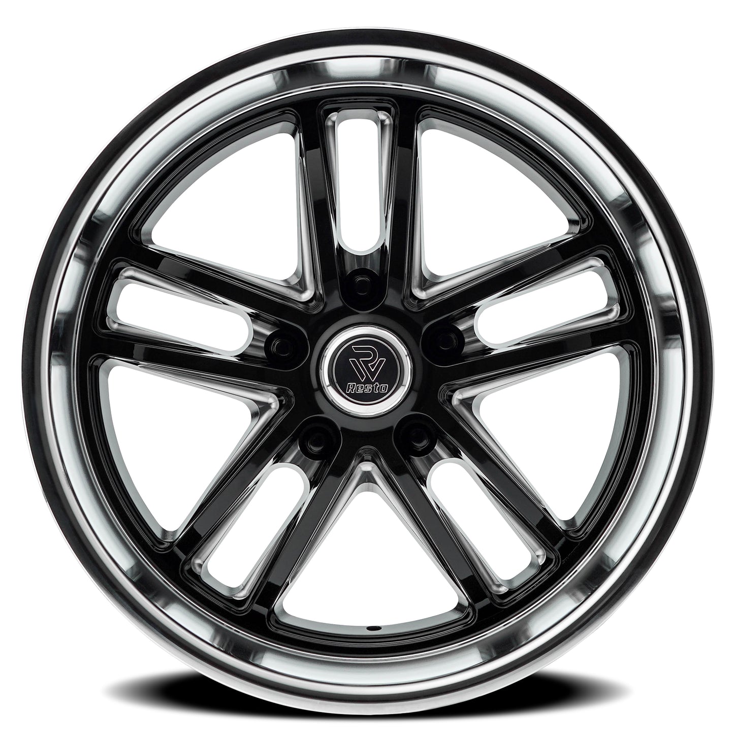 18x8 Resto R103 Maverick Gloss Black Milled Diamond Cut Lip Wheel 5x5 (1mm)
