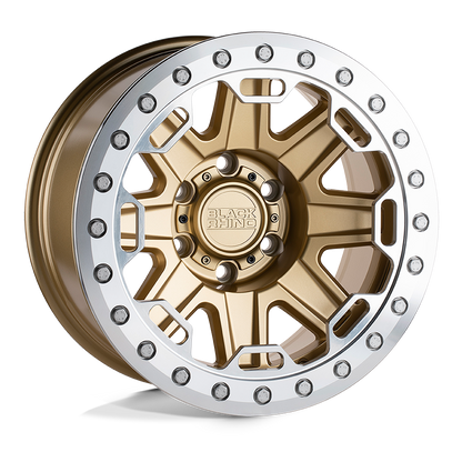 17x8.5 Black Rhino RIFT MATTE GOLD W/ MACHINED RING Wheel 6x135 (0mm)