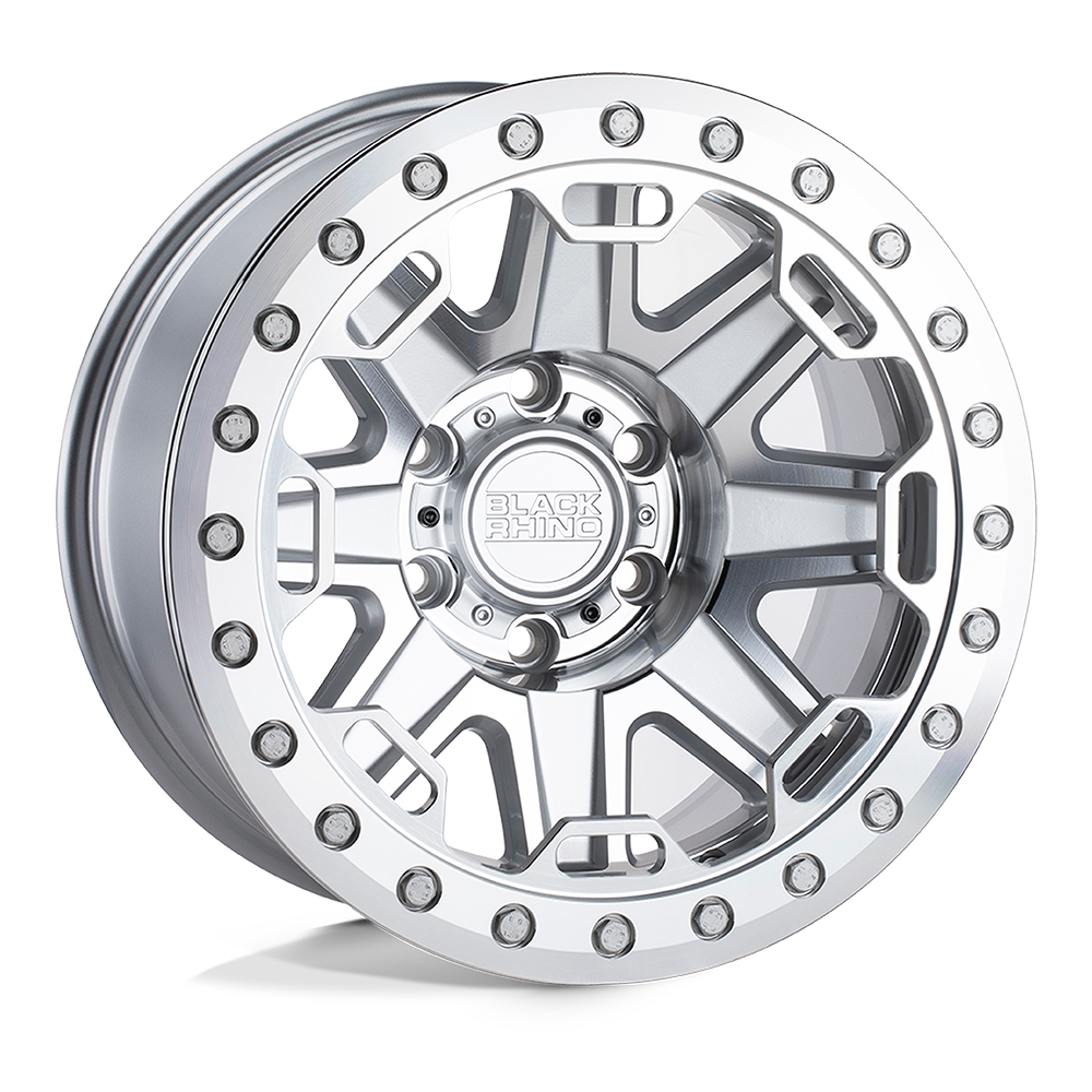 17x8.5 Black Rhino RIFT SILVER W/ MIRROR FACE & MACHINED RING Wheel 6x135 (0mm)