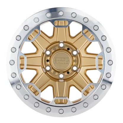 17x8.5 Black Rhino RIFT MATTE GOLD W/ MACHINED RING Wheel 8X6.5 (-38mm)