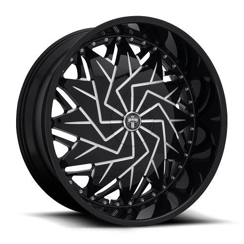 26x9 S231 Dub Dazr Gloss Black & Milled Wheel 5x4.75/5x5 (1mm)