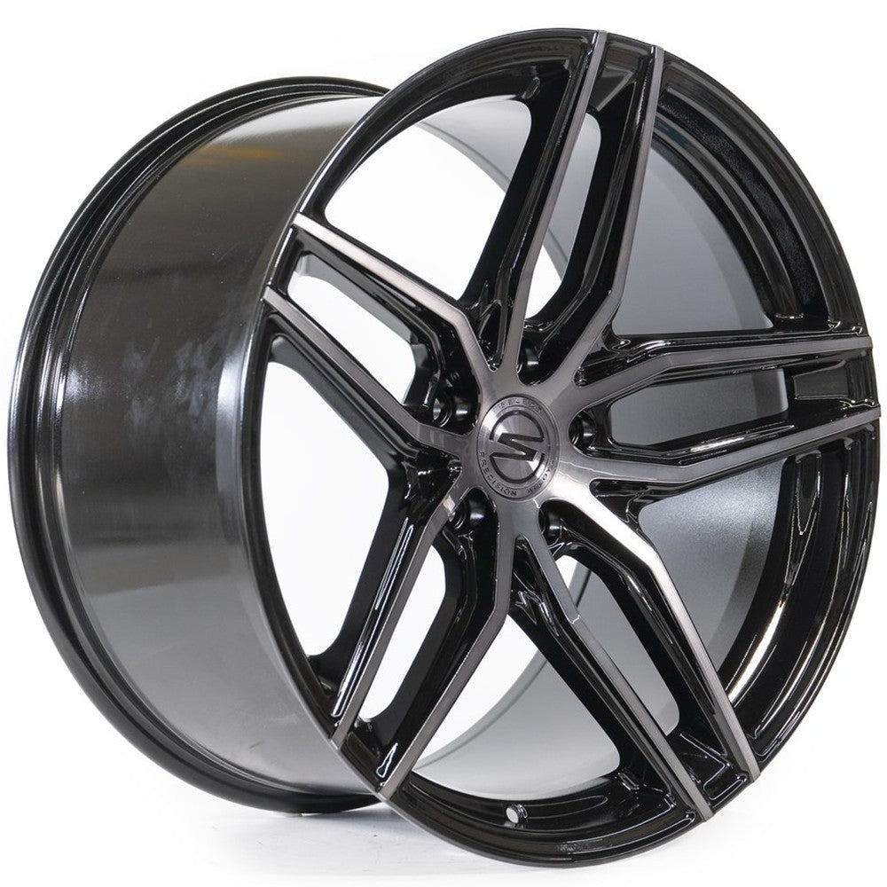 18x8.5 Select S101 Shadow Glossy Black Brushed DDT Face Clear Wheel 5x112 (38mm)