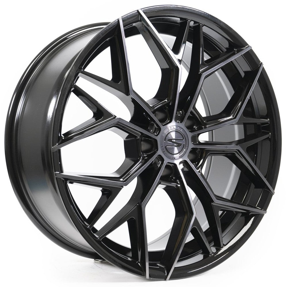 22x9 Select S105 Syndicate Gloss Black Machined DDT Face Lip Wheel 5x112 (20mm)