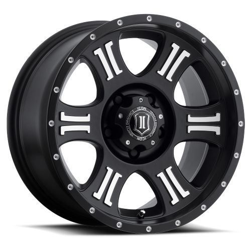 17x8.5 Icon Alloys Shield Satin Black Machined Wheel 5x5 (0mm)