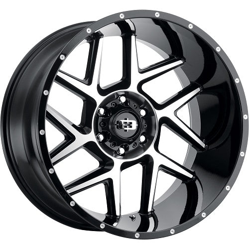 20x10 Vision Off-Road 360 Sliver Black Machined Wheel 8x180 (-25mm)