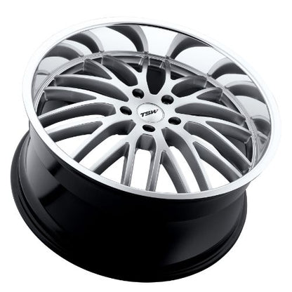 18x8 TSW SNETTERTON HYPER SILVER W/ MIRROR CUT LIP Wheel 5x112 (45mm)